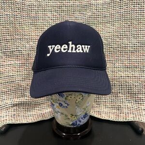 Otto Navy Blue Yeehaw Embroidered Rope Band Trucker Hat SnapBack Western Punchy